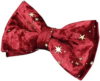 UOEIDOSB Személyre szabott Nyakörv Karácsonyi Piros Bársony csokornyakkendő Pet Nyakörvet Szett Arany Csillag Fesztivál Kutya