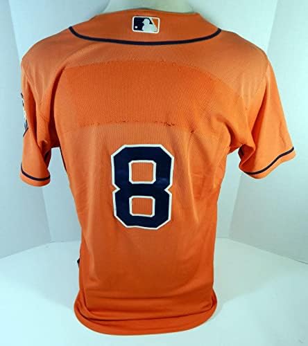 2013-2019 Houston Astros 8 Játék Használt Narancssárga Mez Név Lemez Eltávolítása 44 601 - Játék Használt MLB Mezek