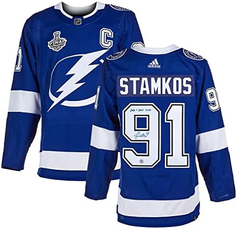Steven Stamkos Aláírt Tampa Bay Lightning 2021 Stanley-Kupa Adidas Jersey - Dedikált NHL-Mezek