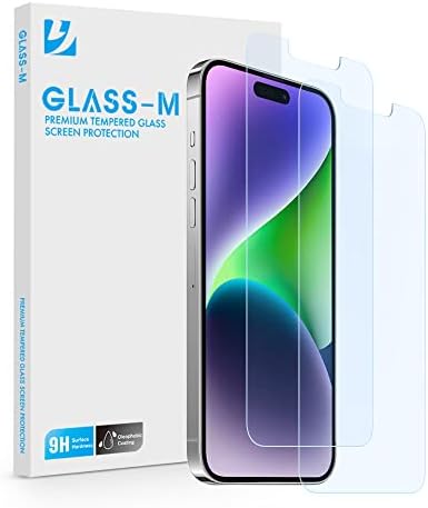 ÜVEG-M [2 Csomag] Anti-Kék Fény képernyővédő fólia iPhone 14 Pro (6.1 Colos), Anti-Vakító fény Edzett Üveg, Kék-fény Blokkoló