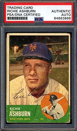 Richie Ashburn PSA DNS Aláírt 1963 Topps Autogram - Baseball Asztalon Dedikált Kártyák