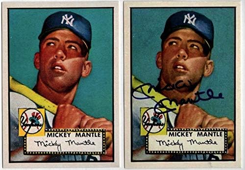Mickey Mantle 1952 Topps Baseball Kezdő RC Sok 2 Rendszeres plusz DEDIKÁLT AUTO Reprint Kártya New York Yankees Baseball