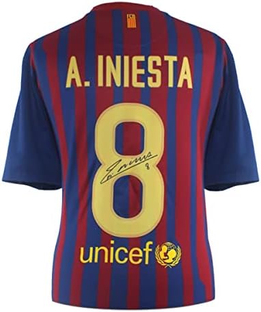 Exkluzív Emlékek Andres Iniesta Aláírt Barcelona 2011-12-Es Foci Mez. Standard Keret