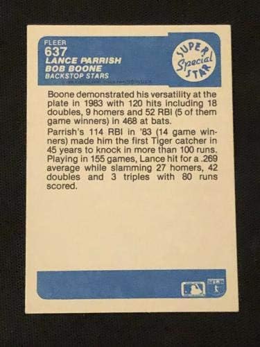 Lance Parrish & Bob Boone 1984 Fleer Super Star Különleges Aláírt Dedikált Kártya - Baseball Asztalon Dedikált Kártyák