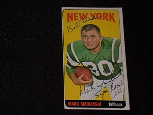 Mark Smolinski 1965 Topps Aláírt Dedikált Kártya New York Jets - Dedikált NFL Labdarúgó-Kártyák