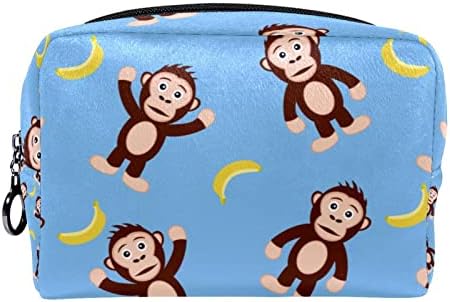 TBOUOBT Ajándékok Férfiaknak a Nők a Smink Táskák Tisztálkodási Tok Kis Kozmetikai Táskák, rajzfilm állat a majom, banán