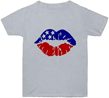 Női T-Shirt Rövid Ujjú Függetlenség Napja Ing Nők Grafikus póló Női Top Sleeve Rövid Ujjú Ajak