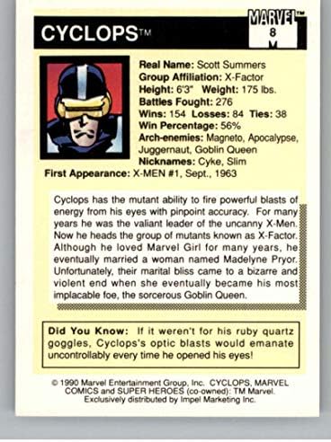 1990 Impel Marvel Univerzum 8 Küklopsz Nem Sport, Szórakozás Trading Card Nyers (NM vagy Jobb) Feltétel