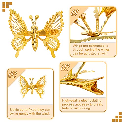 Kachanaa 12 Db 3D Pillangó Haj Klipek a Nők Fémből készült Üreges Pillangó hajcsatot Aranyos Haj Hajcsat Mozgó Haj Bilincsek