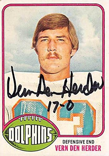 Vern Den Herder dedikált futball kártya (Miami Dolphins) 1976 Topps 15 írva 17-0 - Dedikált NFL Labdarúgó-Kártyák