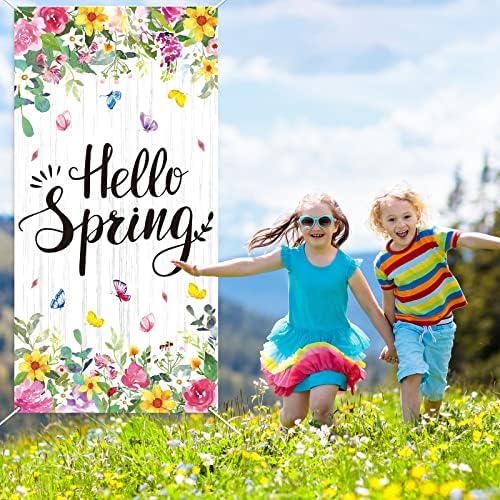 Helló Tavasz Üdv Ajtó Fedél a Tavaszi Virágos Parti Dekoráció Színes Tavaszi Pillangó Hátteret, Nagy Bejárati Ajtó Banner