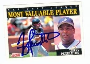 Terry Pendleton dedikált Baseball Kártya (Atlanta Braves) 1992 Pontszám 789 MVP - Dedikált Baseball Kártyák