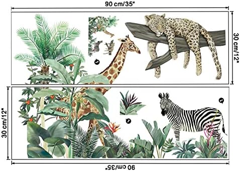 Wallpark Trópusi Zöld Növények, Fa Fali Matricák Zsiráf, Zebra, Leopárd, Fali Matricák, Gyerekek, Gyerekeknek, Baba Haza