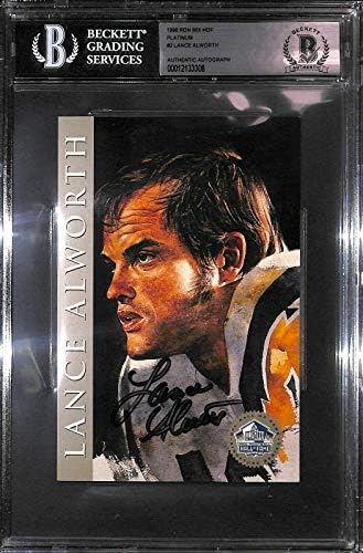 Lance Alworth Aláírt 1998 Töltők Pro Football Hall of Fame 4x6 Kártya BAS COA 19 - Dedikált NFL Labdarúgó-Kártyák