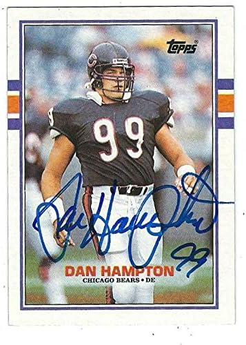 Dedikált DAN HAMPTON 1989 Topps Chicago Bears Kártya - Dedikált NFL Labdarúgó-Kártyák